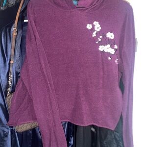 Purple Floral Embroidered Sweater